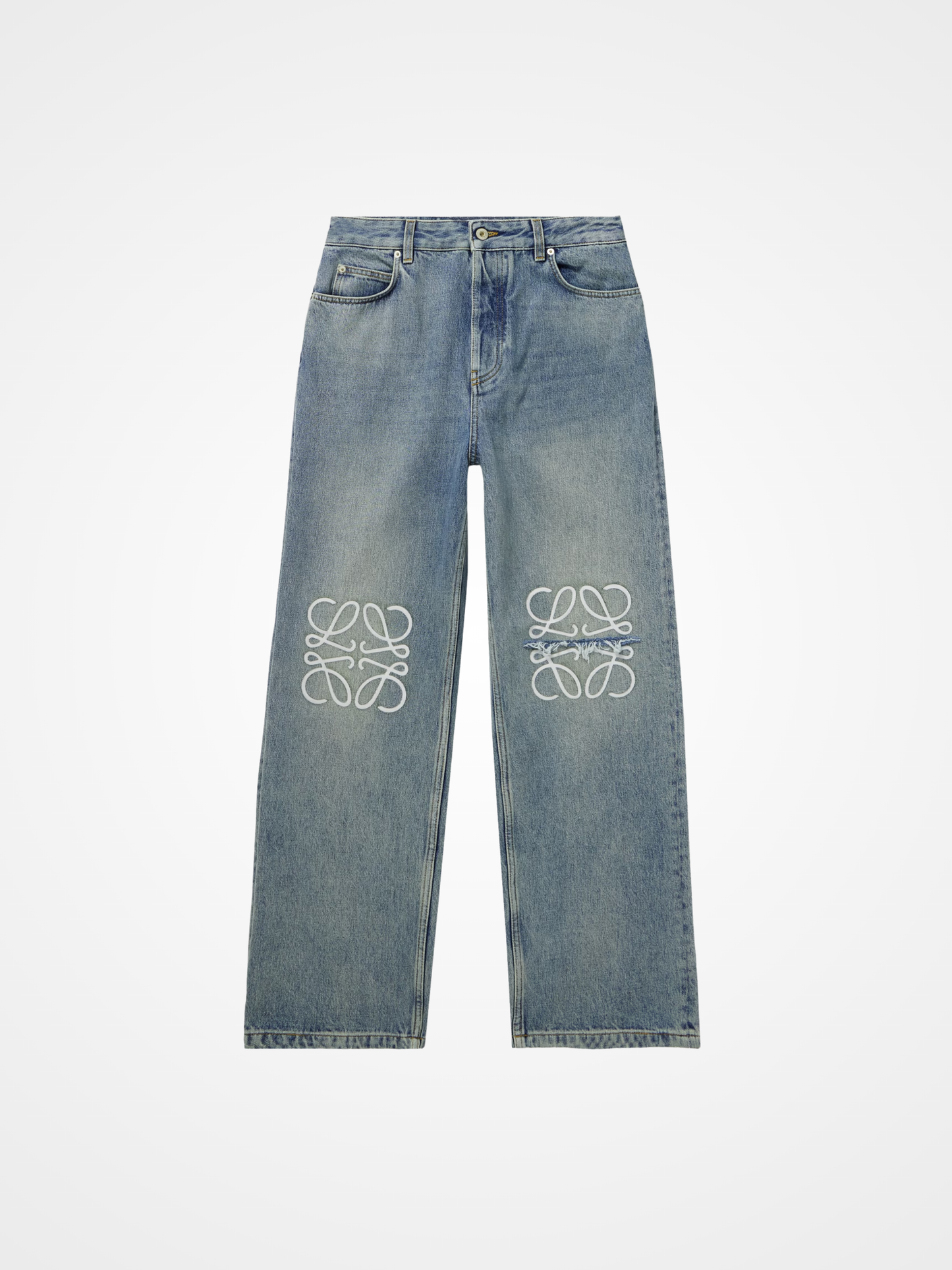 Anagram Wide-Leg Logo-Embroidered Jeans