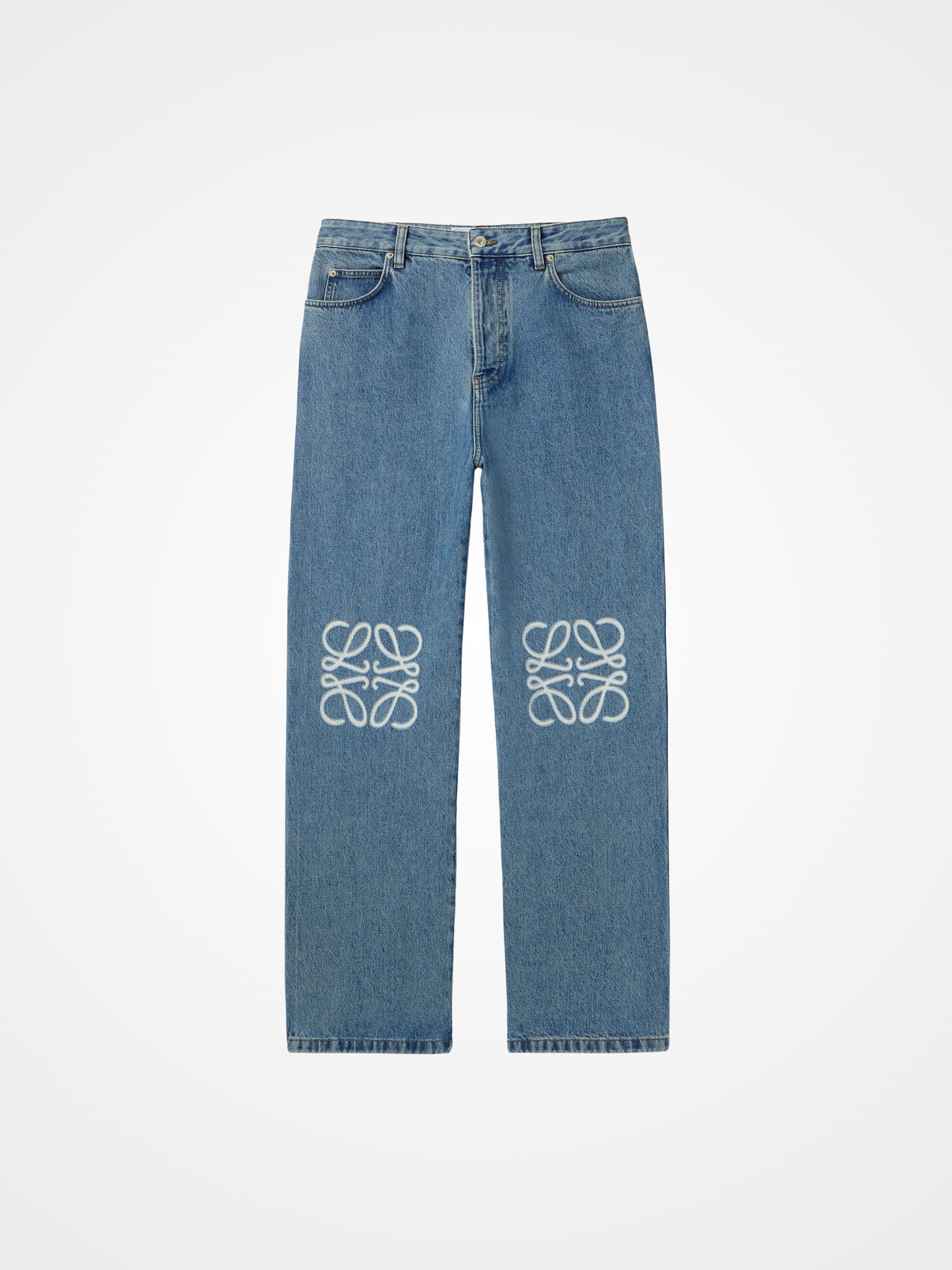 Anagram Wide-Leg Logo-Embroidered Jeans