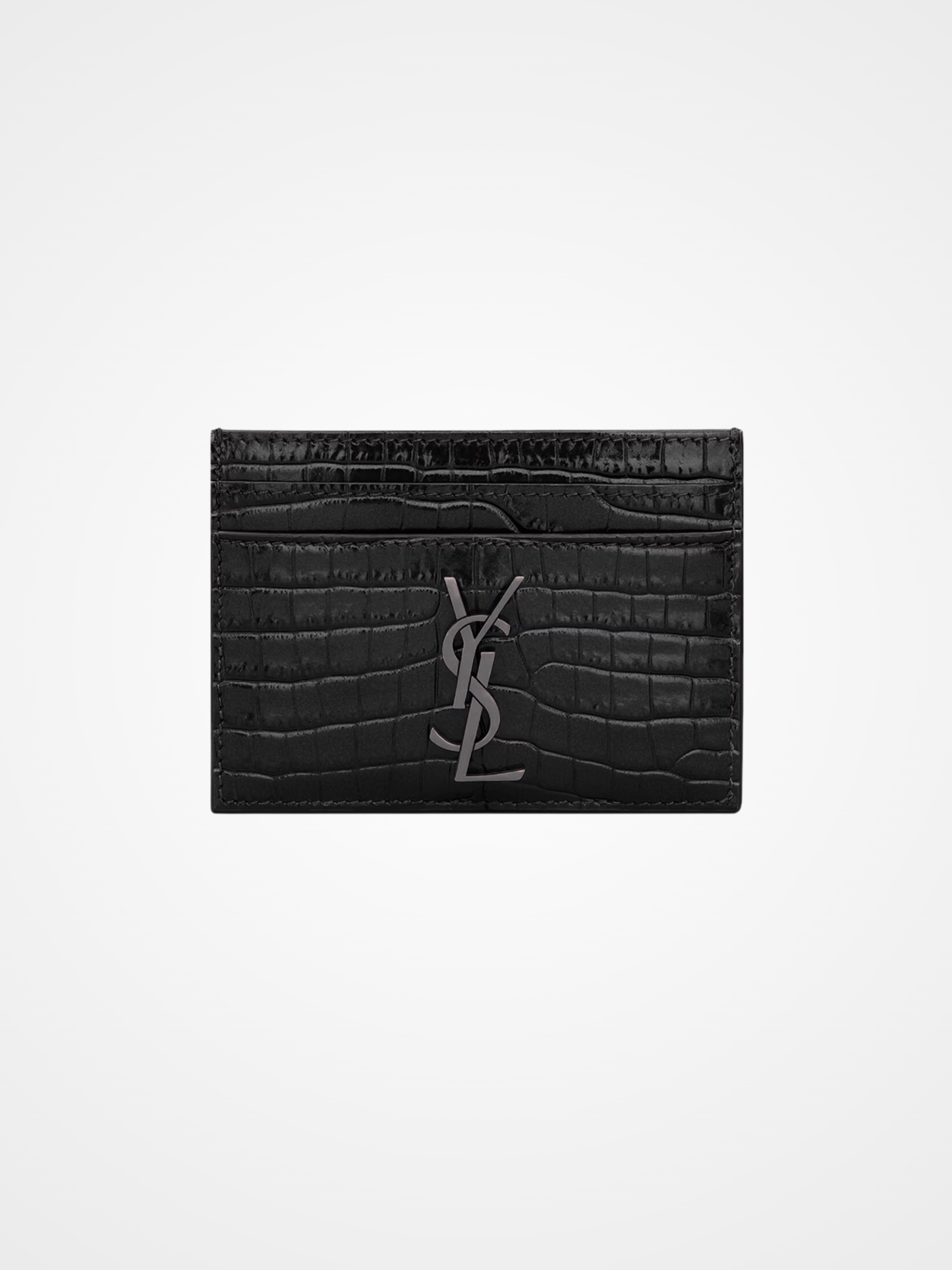 CASSANDRE card case in crocodile-embossed shiny leather