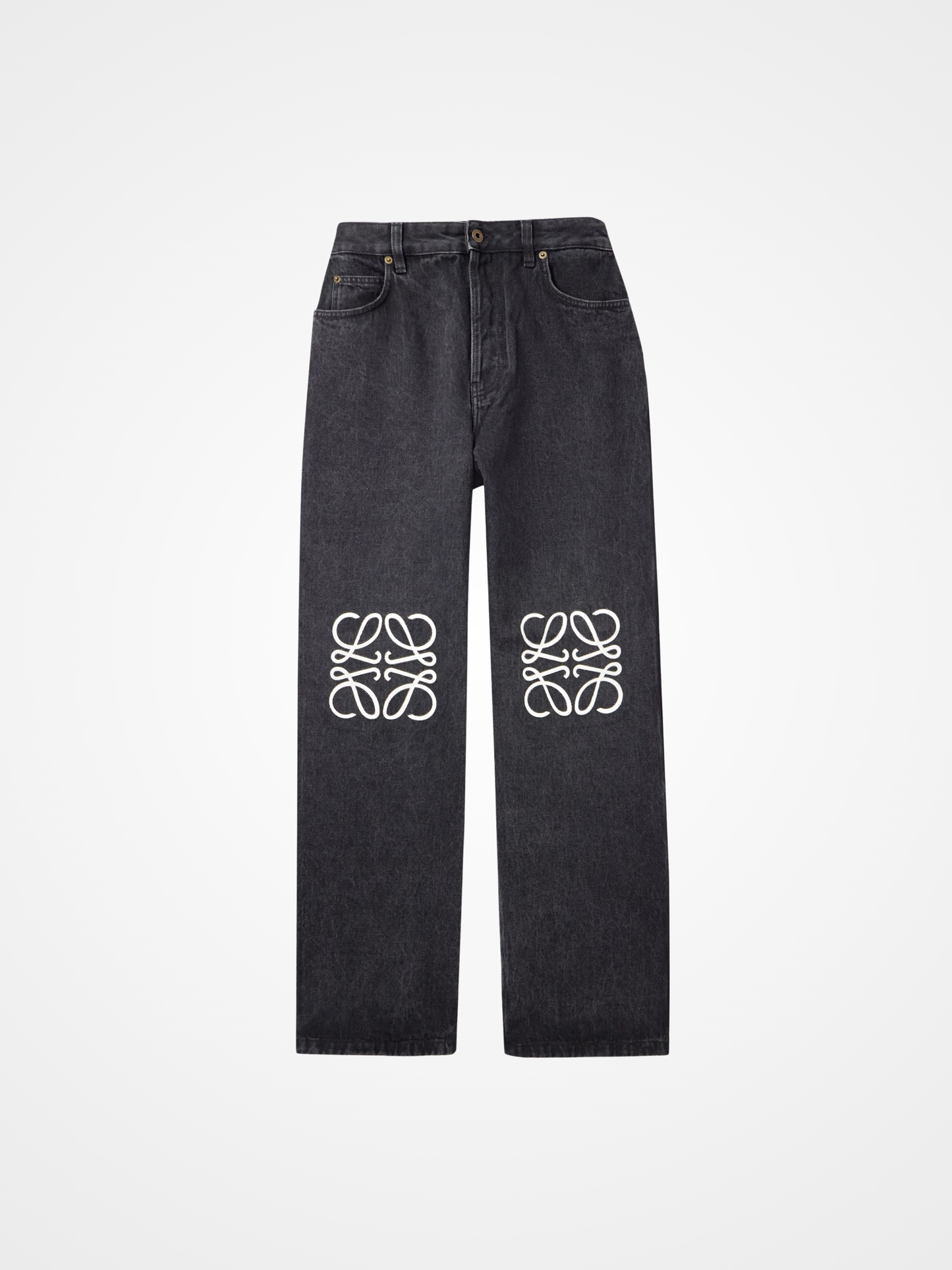 Anagram Wide-Leg Logo-Embroidered Jeans