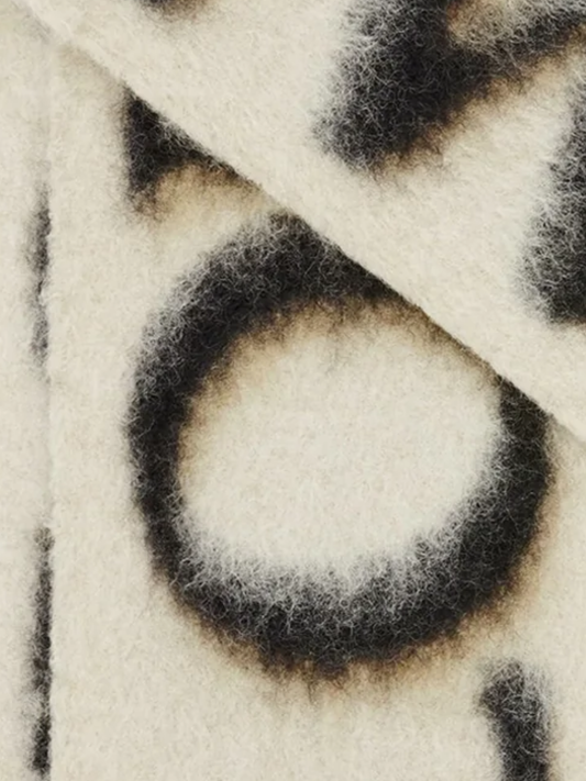 Fringed Logo-Print Knitted Scarf